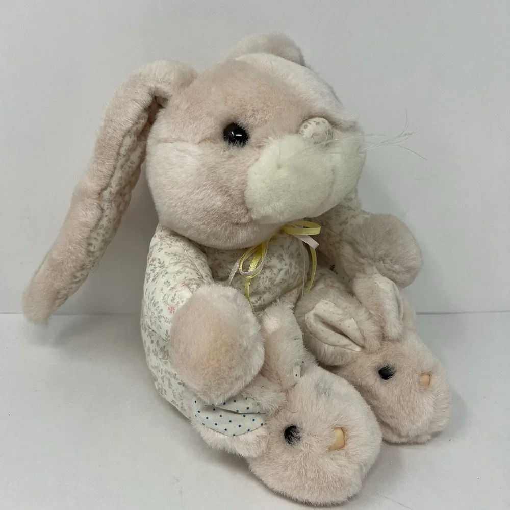 Commonwealth Quilted Bunny Plush rabbit Slippers floppy ears 8